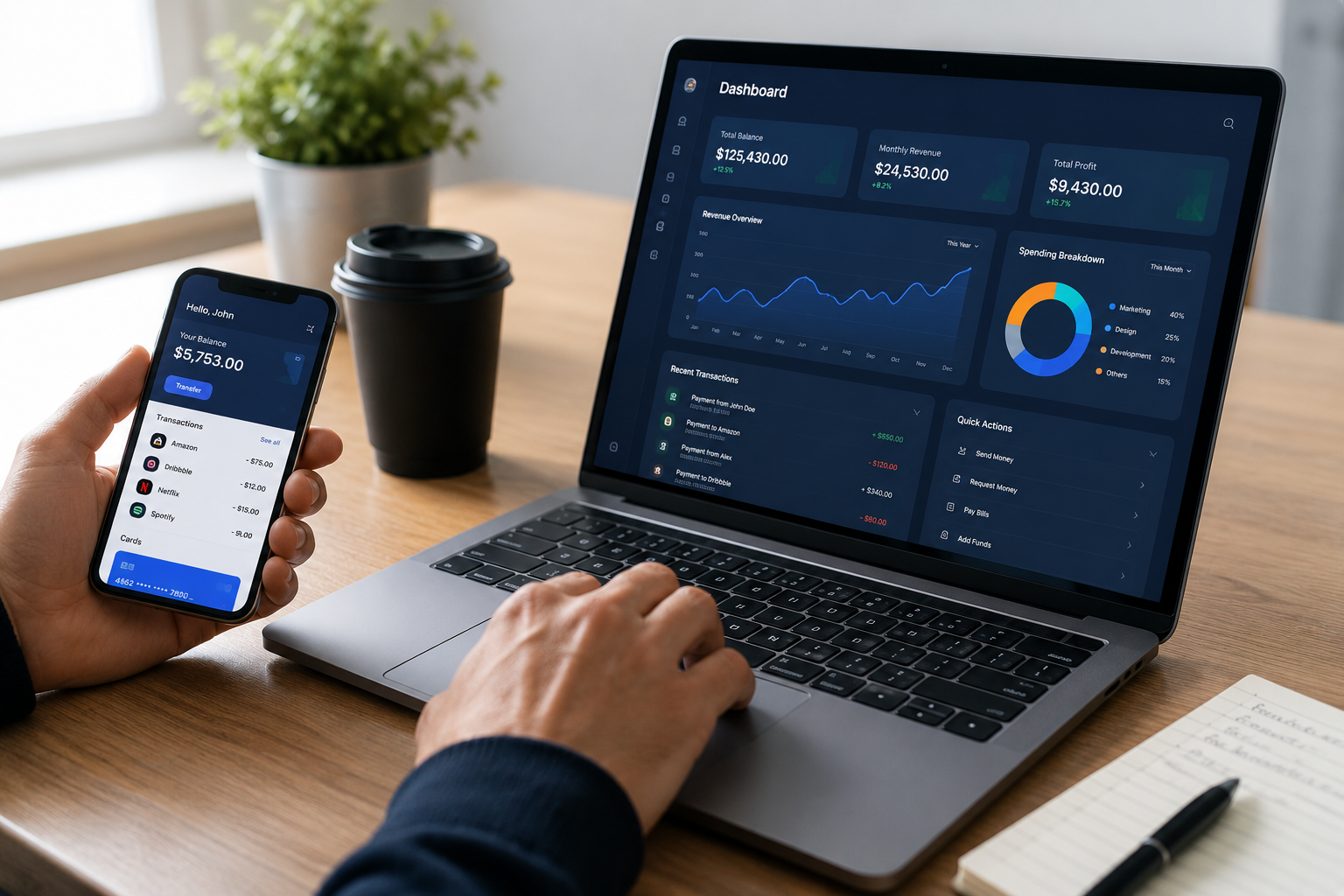 Financial dashboards and transaction monitoring